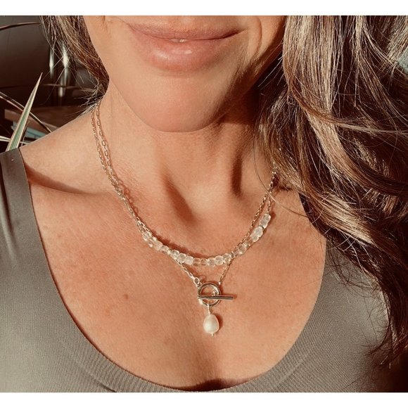 Waterproof Gold Toggle Necklace with Baroque Pearl Gold Chain Necklace Pearl - Picture 8 of 9